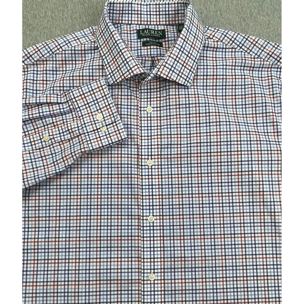 Lauren Ralph Lauren Shirt Mens Check 18 - 36/37 Tall Cotton Blend Stretch